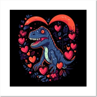 Dinosaur Valentine Day Posters and Art
